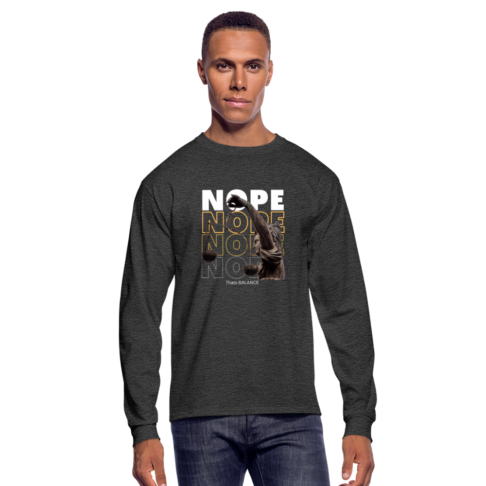 NOPE. is BALANCE Men's Long Sleeve T-Shirt - heather black