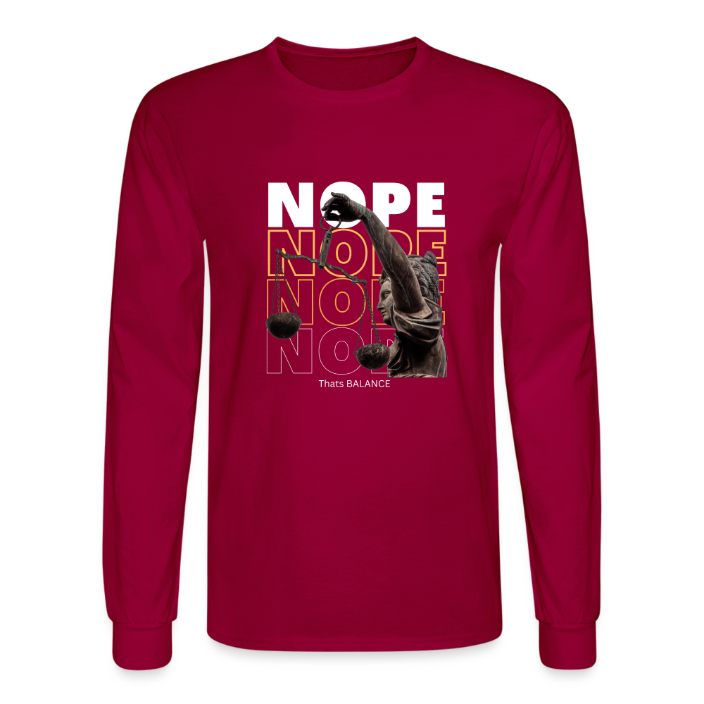 NOPE. is BALANCE Men's Long Sleeve T-Shirt - dark red