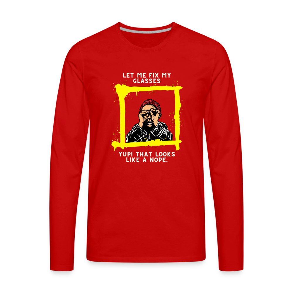 NOPE. Men's Premium Long Sleeve T-Shirt - red