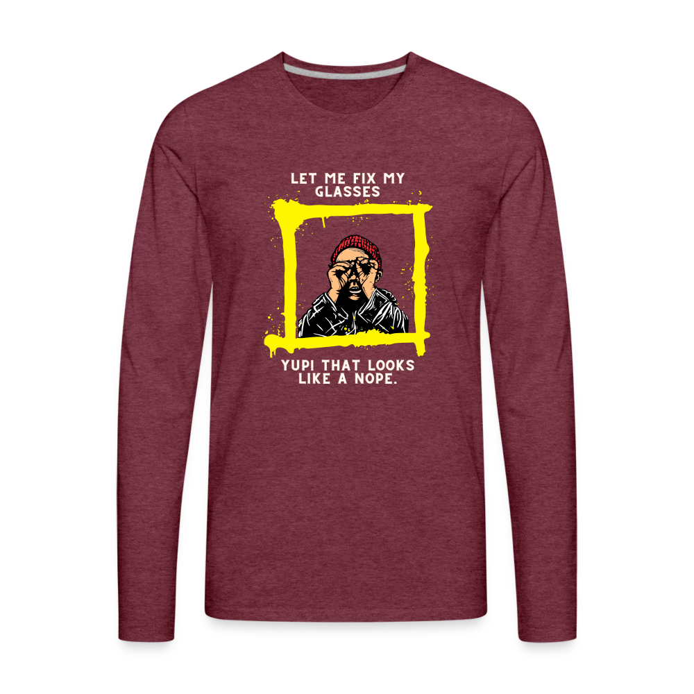 NOPE. Men's Premium Long Sleeve T-Shirt - heather burgundy