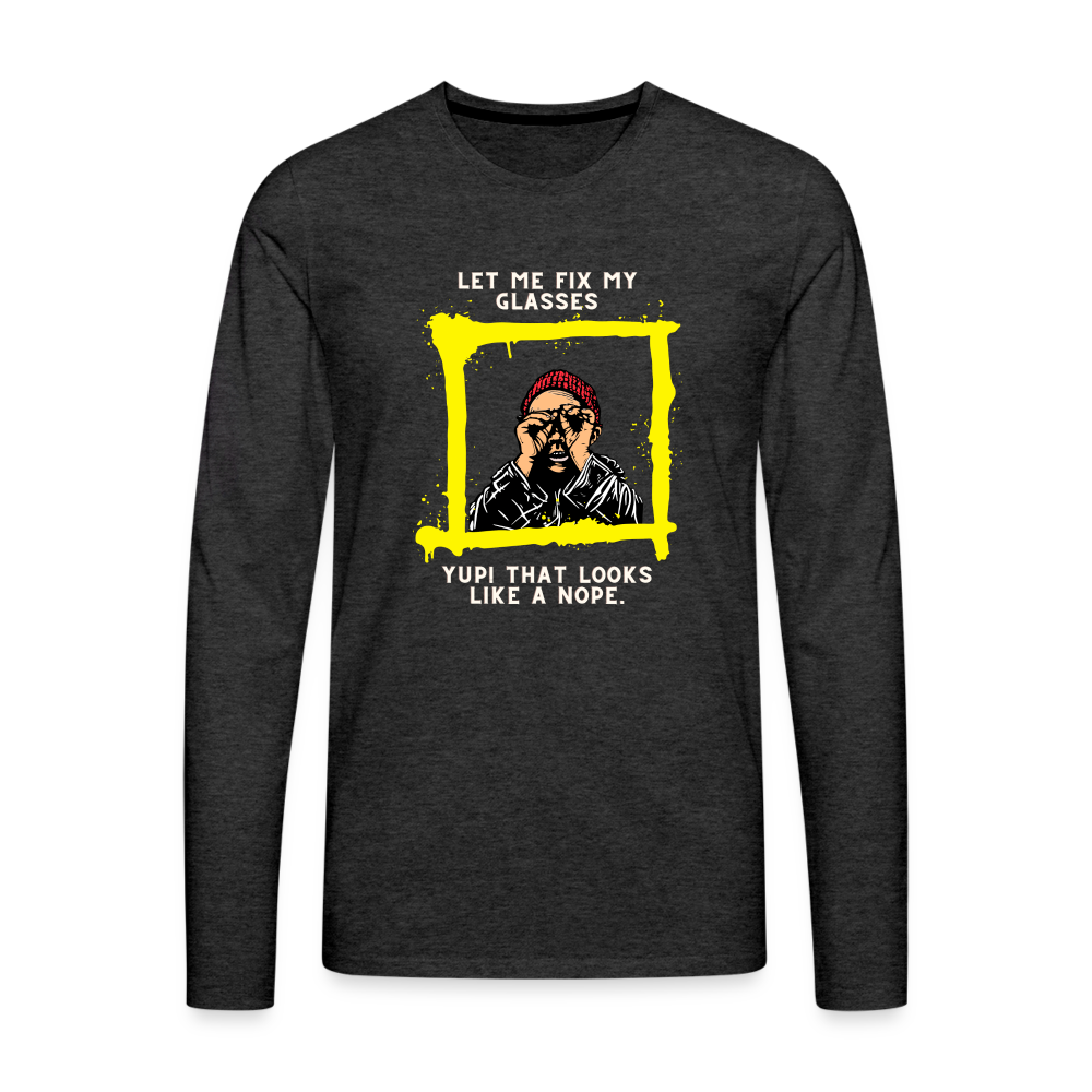 NOPE. Men's Premium Long Sleeve T-Shirt - charcoal grey