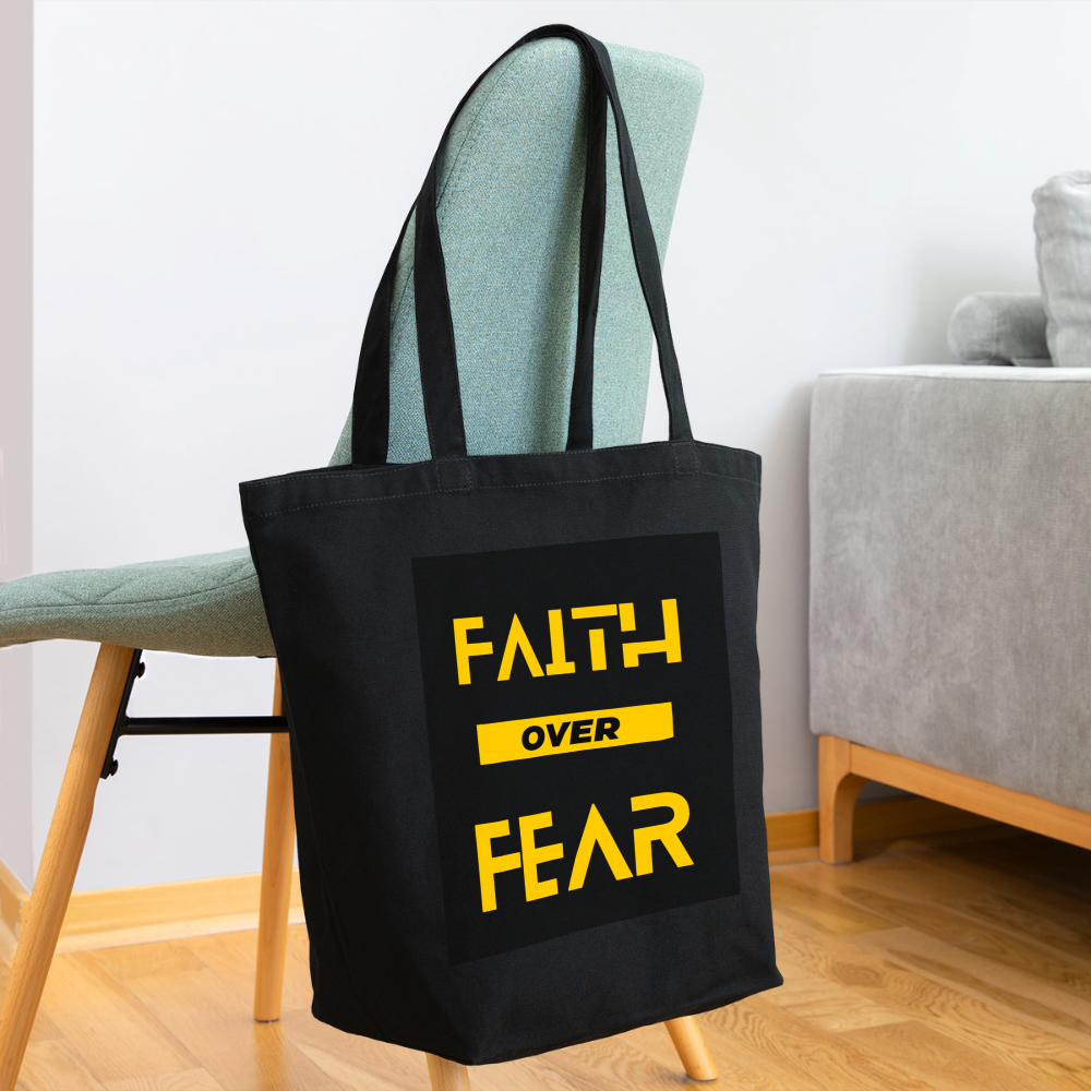 FAITH OVER FEAR Eco-Friendly Cotton Tote - black