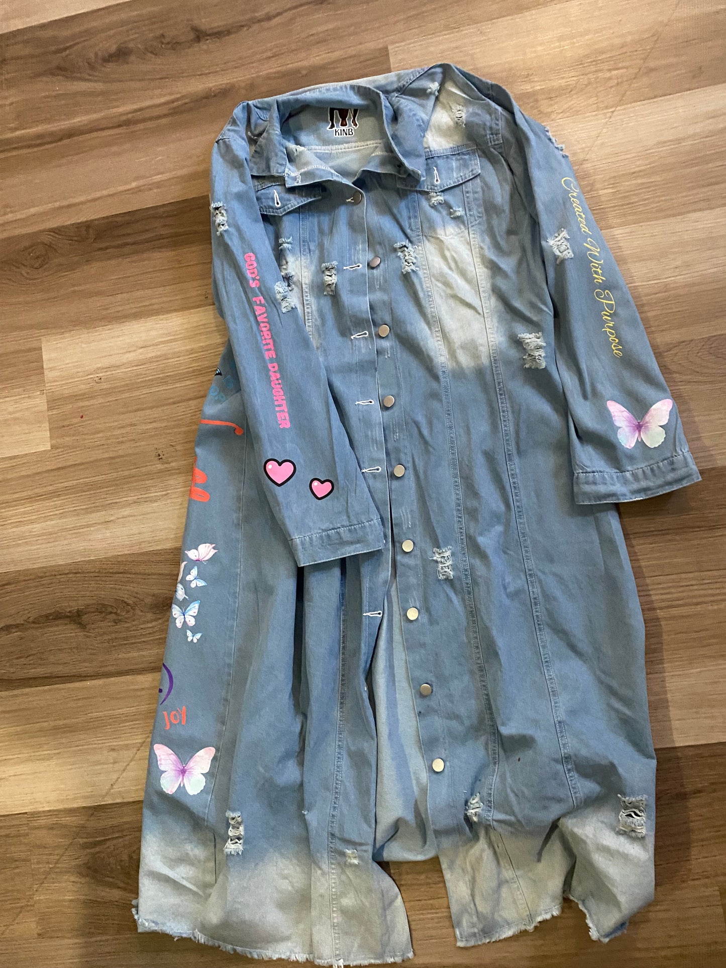 Walking in my Purpose Trench Coat Jean Jacket