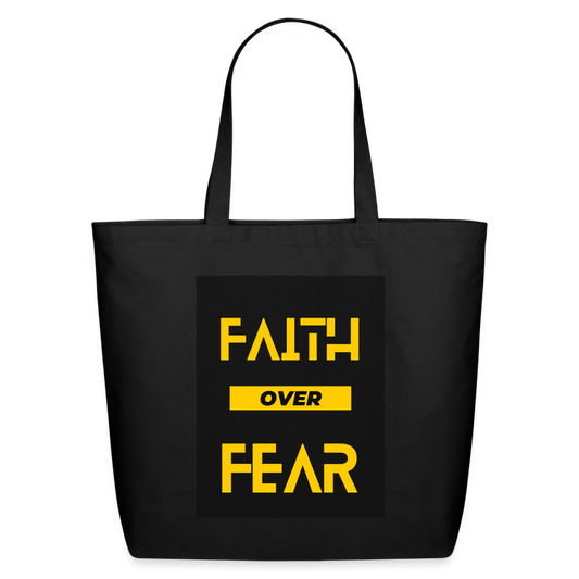 FAITH OVER FEAR Eco-Friendly Cotton Tote - black