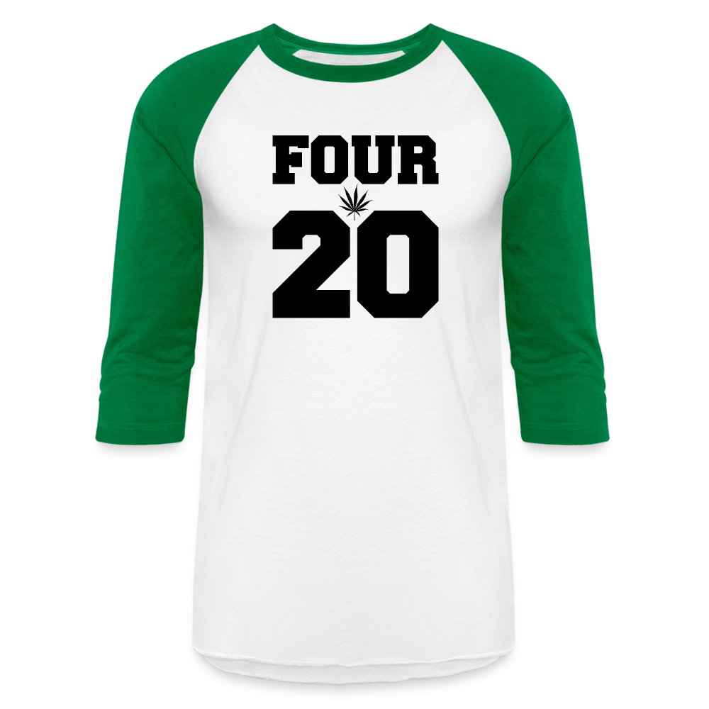 420 Baseball T-Shirt - white/kelly green