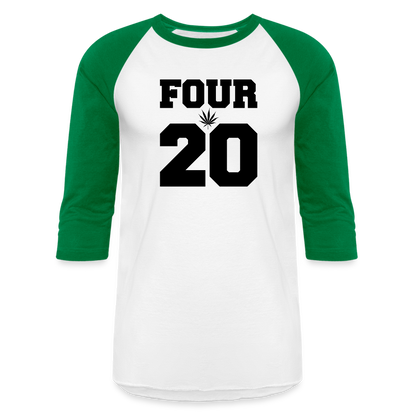 420 Baseball T-Shirt - white/kelly green