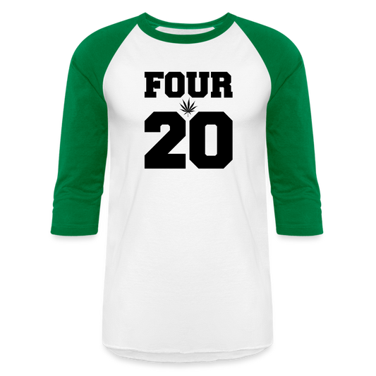 420 Baseball T-Shirt - white/kelly green