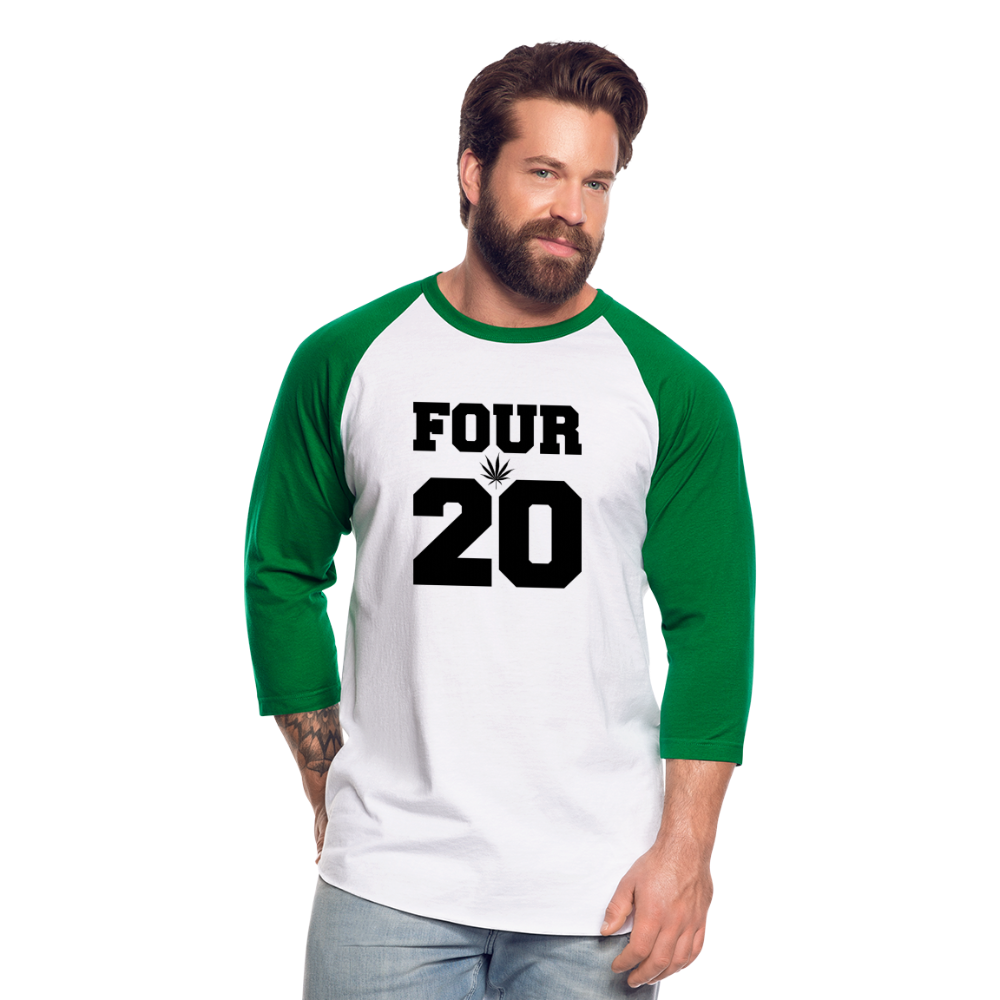 420 Baseball T-Shirt - white/kelly green