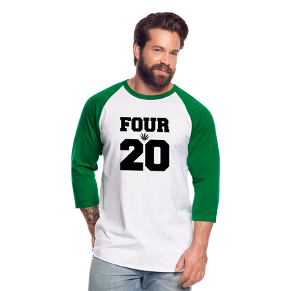 420 Baseball T-Shirt - white/kelly green